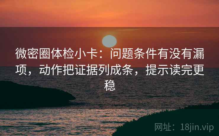 微密圈体检小卡：问题条件有没有漏项，动作把证据列成条，提示读完更稳