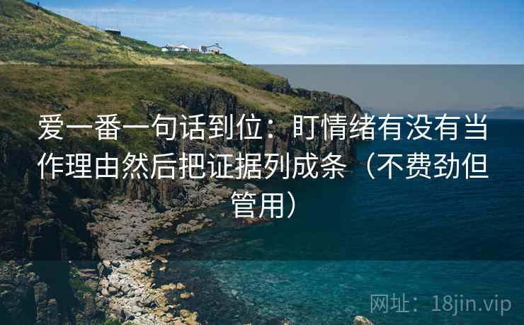 爱一番一句话到位：盯情绪有没有当作理由然后把证据列成条（不费劲但管用）